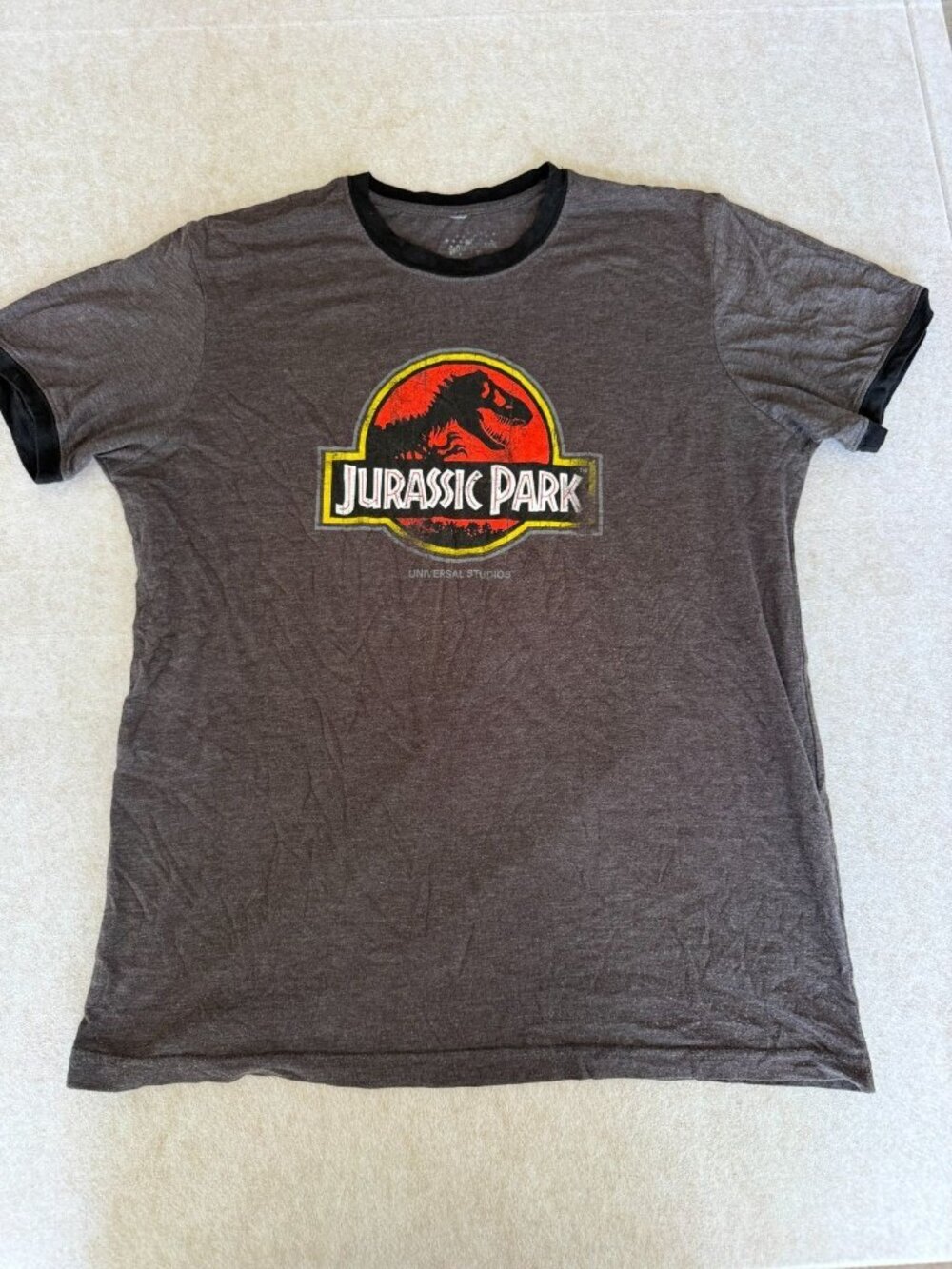 Jurassic Park T Shirt Mens Large Gray Universal Studios 1046